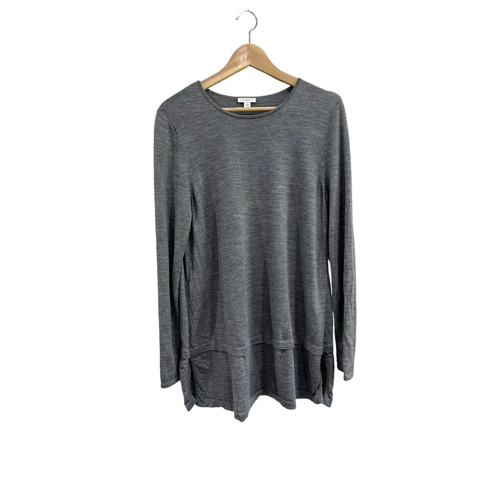 J Jill Gray‎ Washable Merino Wool Long Sleeve Tunic Sweater Size Large